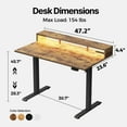 thumbnail image 5 of 47.2 Inch Electric Standing Desk with Power Outlet and LED Light Strip, Height Adjustable Sit-Stand Desk with Storage Shelf & Hooks, Home Office Computer Desk with Memory Buttons, Rustic Brown, 5 of 10