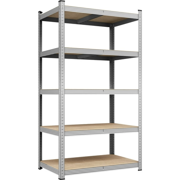 Topeakmart 5 Tier Metal Storage Rack with Adjustable Shelves, Silver