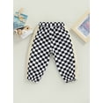 thumbnail image 5 of Toddler Kid Girls Casual Trousers, Drawstring Elastic Waist Checkerboard Plaid Pattern Loose Harem Long Pants, 5 of 8