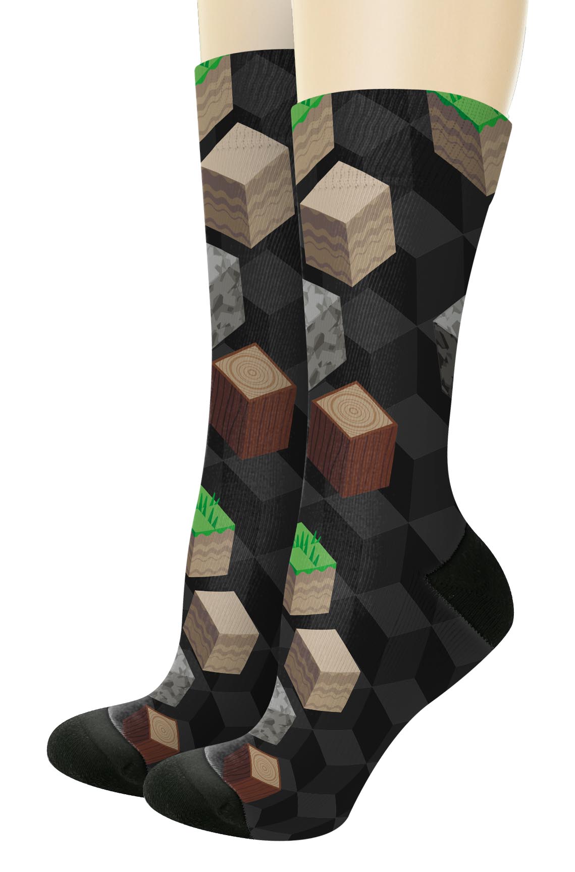ThisWear Gamer Socks Mine World Building Craft Blocks 1-Pair Novelty ...