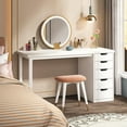 thumbnail image 5 of Tribesigns 47 inches Vanity Desk with 5 Drawers, Makeup Vanity Table Dressing Table with Storage, Modern Simple Computer Desk, White, 5 of 6