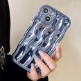 thumbnail image 4 of Water Ripple Pattern Case for iPhone 15 Soft TPU Shockproof Camera Protective Back Cover for Women Girl Curly Wave Frame Phone Case for iPhone 15 6.1 Inch Light Blue, 4 of 14