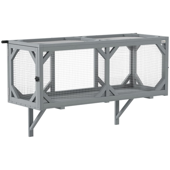 PawHut Cat Tunnel, Wooden Catio Outdoor Cat Enclosure with 2 Doors