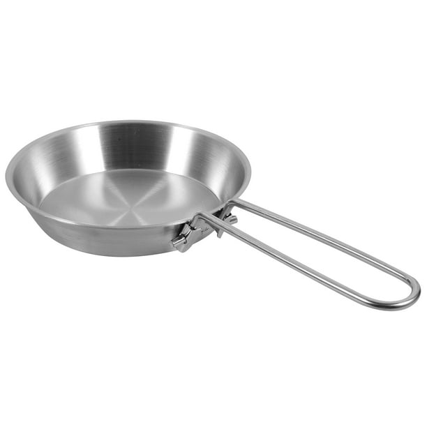 Mini sartén de acero inoxidable con aceite, antiadherente, para huevos y con mango plegable
