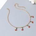 thumbnail image 3 of Gargantilla de cadena de oro, collar con colgante de cereza para mujeres, adolescentes y niñas, gargantilla con colgante de fruta roja, 3 of 4