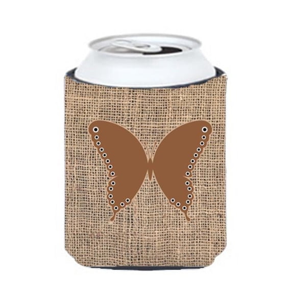 Butterfly Burlap And Brown Can Or Bottle Hugger