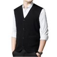 thumbnail image 5 of successthop Wool Sweaters for Men Cardigan Sleeveless V Neck Tops Button Up Knitwear Light Solid Fall Casual Clothes XL, 5 of 8