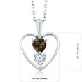 thumbnail image 2 of 925 Sterling Silver Brown Smoky Quartz White Moissanite and White Lab Grown Diamond Pendant Necklace for Women (0.68 Cttw, Gemstone Birthstone, Heart 5MM and 4MM, with 18 inch Silver Chain), 2 of 3