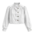 thumbnail image 4 of Edvintorg Coats for Women Fall Button Down Jacket Long Sleeve Casual Cropped Outerwear Fashion Clothing Womens White M, 4 of 6