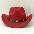 thumbnail image 2 of Valora Blend Wide Brim Cowboy Hat For Everyday Wear And Classic Western Fedora With Stylish Appeal Red, 2 of 3