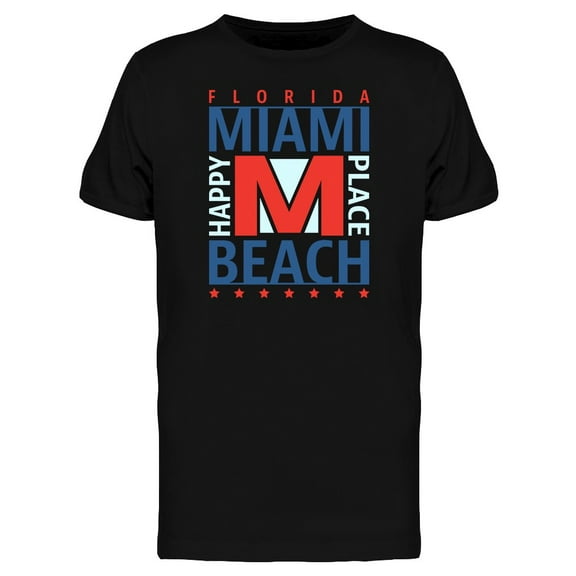 Smartprints Mens Graphic Tee - Vintage Miami Beach USA Graphic - Regular Fit 100% Cotton