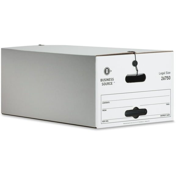 Business Source, BSN26750, Light Duty Legal Size Storage Box, 12 / Carton, White