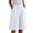 White, variant on Gyujnb Women Summer Cotton Linen Bermuda Shorts Elastic Waist Pleated Loose Knee‑Length Shorts with Side Pockets,White