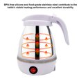 thumbnail image 2 of US Plug Foldable Electric Kettle with Silicone & Stainless Steel Body, 600W Fast Heating, One-Button Operation, Ergonomic Handle & Lid, Washable Design, Compact for Travel/Home, White (Space-Saving, 2 of 6