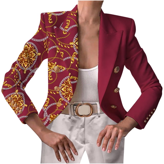 Trajes para mujer Blazer CardiganButtons Chaqueta de manga larga Bolsillos estampados Abrigo de oficina Chaquetas de punto Traje Prendas de abrigo Top Odeerbi ODB-3