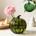 thumbnail image 6 of Hovilon Glass Pumpkin Vase for Flowers, Decorative Hydroponic Pumpkin Flower Vase in Clear Green Orange, Thick Glass Centerpiece for Fall Thanksgiving Halloween, Compact Tabletop Home Decor Gift, 6 of 6