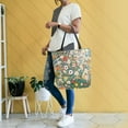 thumbnail image 4 of FORMRS Womens Canvas Tote Bag with Zipper Inner Pocket Shoulder Handbag, Beige Floral Garden, 4 of 7