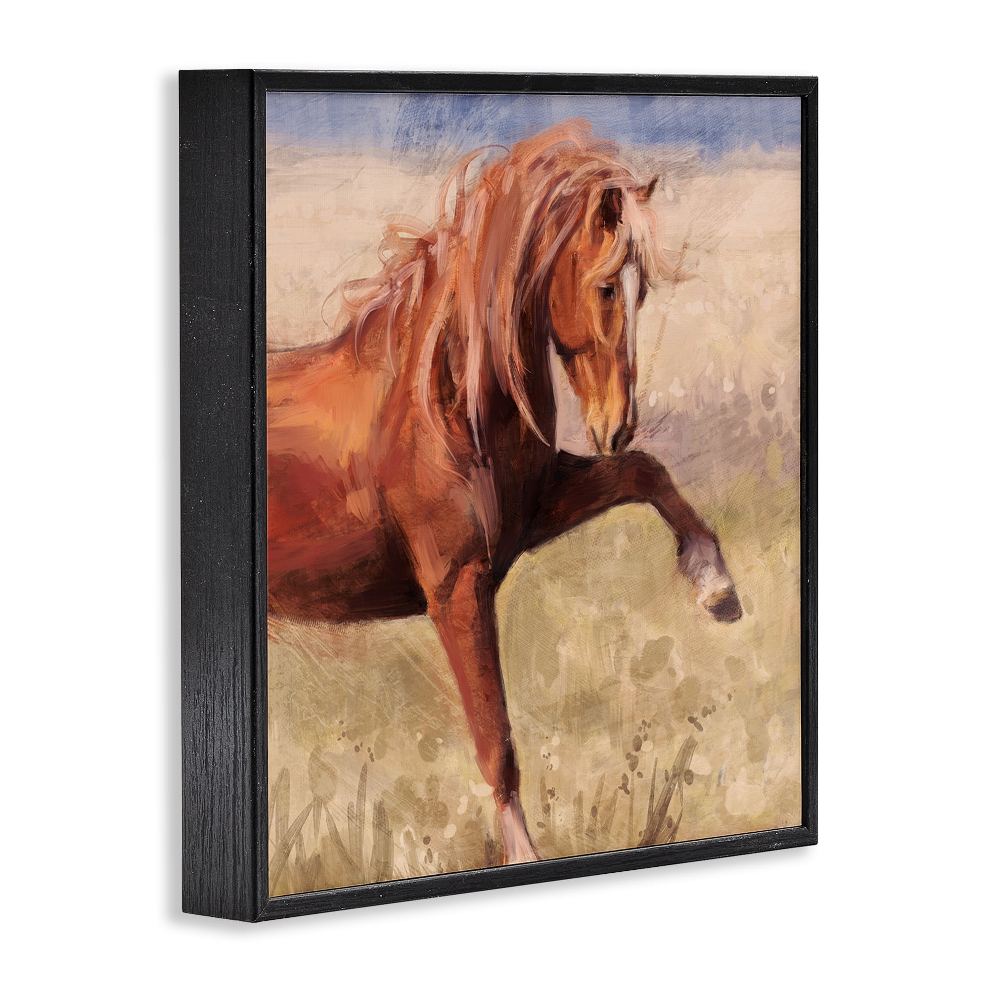 Stupell Industries The Red Stallion Portrait Animals & Insects Painting Black Framed Art Print Wall Art, 12 x 12