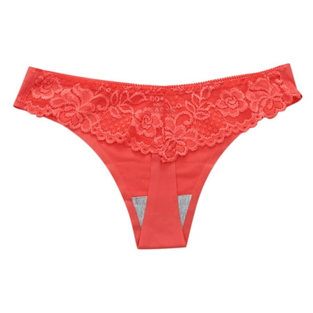 

ZHUASHUM Womens Panties Ice Silk Seamless Lace Butt Lift Cotton Crotch Thong Underwear Women Briefs