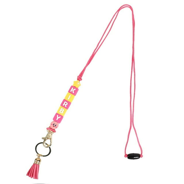 Kirby Beaded Charms Big Face Letters Lanyard Keychain