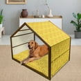 thumbnail image 2 of Fish Scale Pet House, Traditional Japanese Pattern Yellow Fish Squama Mermaid Scales, Outdoor & Indoor Portable Dog Kennel with Pillow and Cover, 5 Sizes, Pale Yellow Mustard, by Ambesonne, 2 of 4