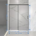 thumbnail image 4 of 56-60" wide x 74" high semi-frameless sliding shower door, 1/4" (6mm) clear SGCC tempered glass, adjustable width, no cutting required, easy design, matte black finish, 4 of 16