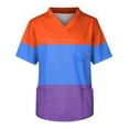thumbnail image 3 of Domuza Men Scrub Top Gradient Tie-Dye Short Sleeve V Neck Caregiver Uniform Relaxed Fit Comfy Soft Medical Scrub Tops with 3 Pockets Orange 2XL, 3 of 4