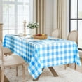 thumbnail image 6 of Gingham Checkered Rectangle Tablecloth - Waterproof Buffalo Plaid Table Cloth Stain Resistant Washable Table Cover for Picnic/Camping/Outdoor - Blue and White, 60 x 120 Inch, 6 of 6