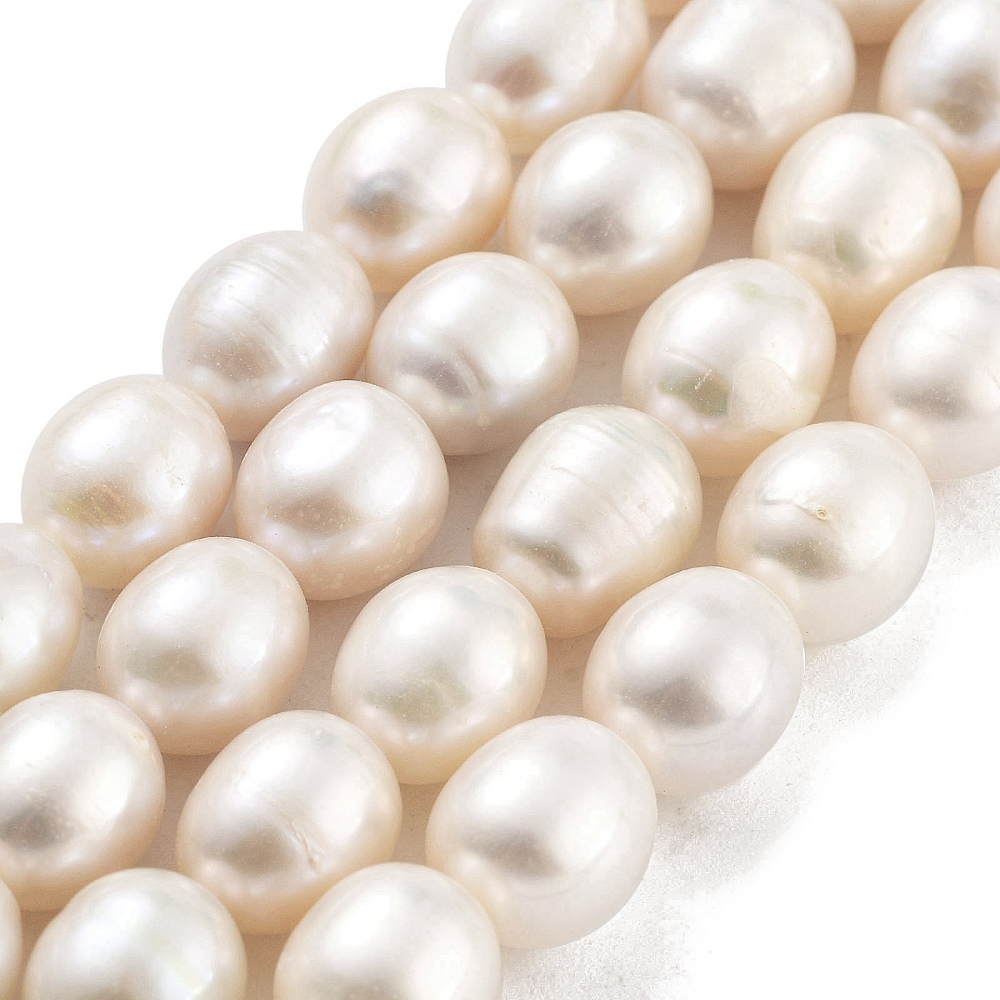 Natural Cultured Freshwater Pearl Beads Strands Grade 3A Rice Floral White 9~10mm Hole: 0.6mm 16~18pcs/strand 6.69~6.89''(17~17.5cm)