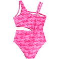 thumbnail image 2 of Barbie Girls Swimsuit Waist Cutout Allover Print One Piece Swimwear One Shoulder Bathing Suit Sizes 4-5Y, 2 of 10