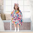 thumbnail image 7 of FORMRS Wearable Blanket Hoodie with Sleeves for Kids Cozy Flannel Sweatshirt, Light Colorful Circles, 7 of 7
