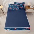 thumbnail image 4 of Manfei Cartoon Ambulance Zipper Full Size Comforter Sets with Fitted Sheet and 2 Pillowcases,Police Car Pattern Zipper Bedding Set,Blue,Navy Blue Reversible,4pcs, 4 of 8