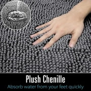 Softlife Luxury Soft Bathroom Non-Slip Rug Shaggy Bath Mat,24x36,Gray