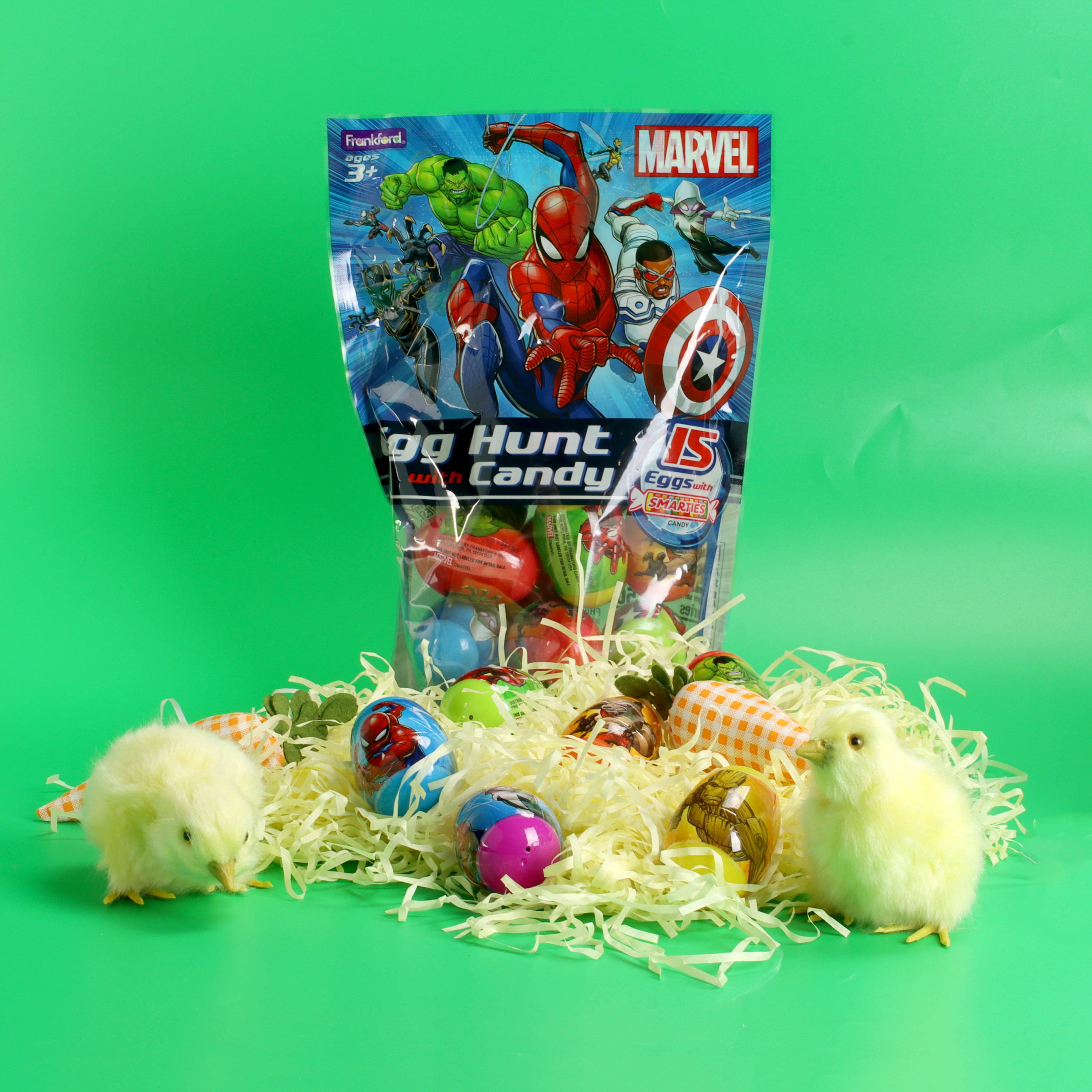 Marvel Plastic Egg Hunt with Smarties Candy, 15 Count 2.38 oz