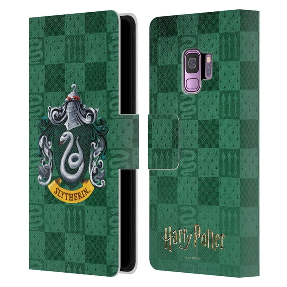 Head Case Designs Officially Licensed Harry Potter Prisoner Of Azkaban I Slytherin Crest Leather Book Wallet Case Cover Compatible with Samsung Galaxy S9