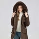 thumbnail image 4 of Parkas de manga larga para mujer, chaqueta holgada coreana de longitud media, abrigo para mujer, 4 of 7