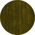 thumbnail image 1 of Ahgly Company Machine Washable Indoor Round Abstract Yellow Contemporary Area Rugs, 8' Round, 1 of 4