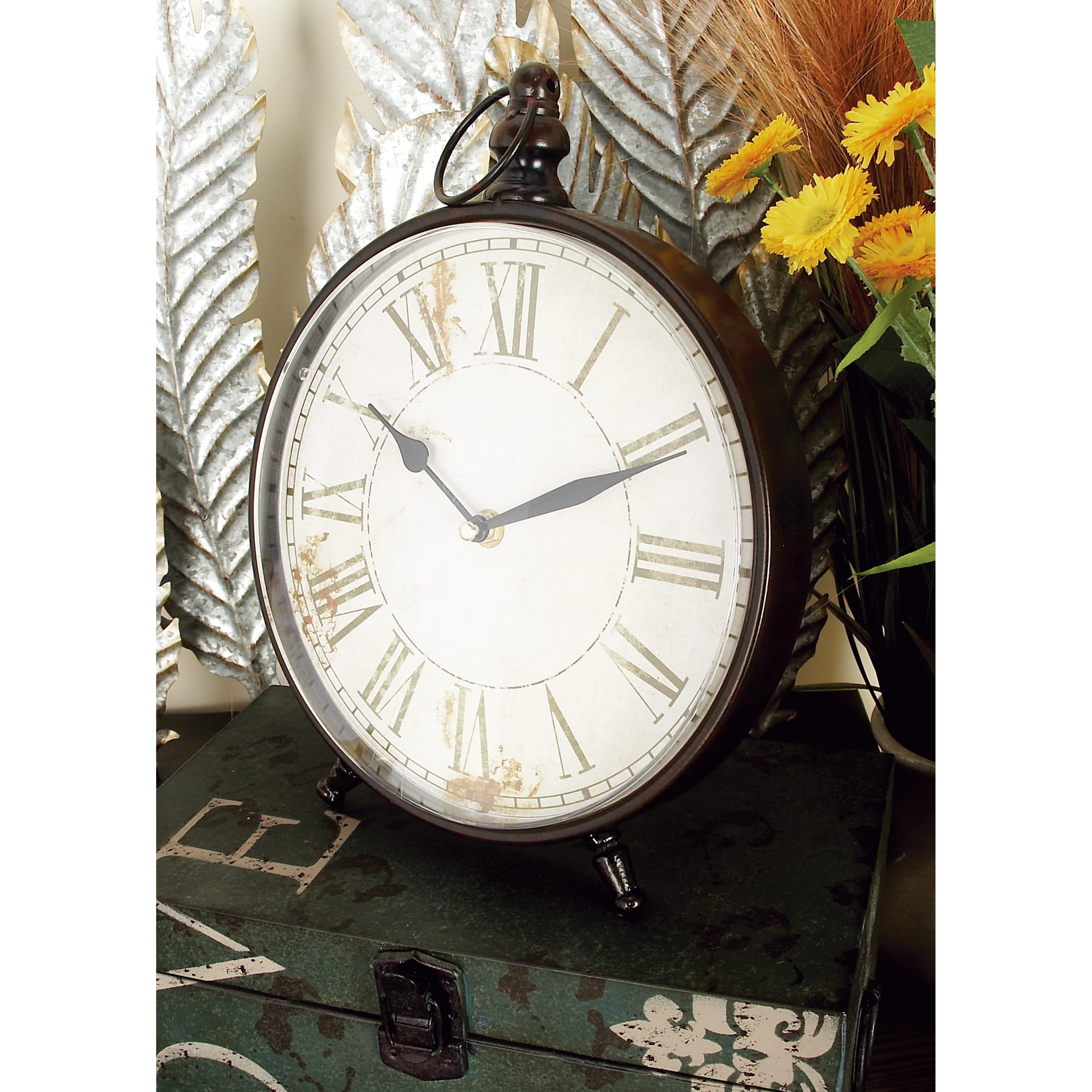 DecMode 12" Black Metal Ring Top Clock, Set of 4