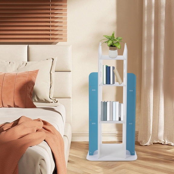 360° Rotating Blue Bookshelf 4-Levels of Children's Bookshelves Reading Corner