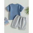 thumbnail image 3 of Inevnen Infant Boy Summer Clothes Suits Letter Print Short Sleeve Crew Neck T-Shirts and Elastic Waist Shorts 2Pcs Set, 3 of 7