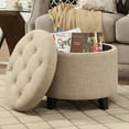 thumbnail image 5 of Convenience Concepts Designs4Comfort Faux Linen Round Storage Ottoman, 5 of 5