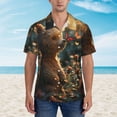 thumbnail image 2 of Balery Sunshine Butterfly Flower Bear Camisas hawaianas de manga corta para hombre, camisas playeras de corte holgado, camisas de vacaciones con botones,Small, 2 of 7