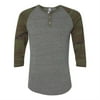 DISCONTINUED Alternative Eco-Jersey 3/4-Sleeve Raglan Henley. AA1989 - M Eco Grey/ Camo