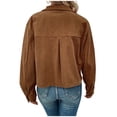 thumbnail image 4 of BLACK AND FRIDAY CLEARANCE DEALS Toonshare Lightweight Womens Winter Coat Trendy Women's Retro Color-Blocked Plush Leather Jacket, Warm Long Sleeve Casual Jacket Brown L, 4 of 6