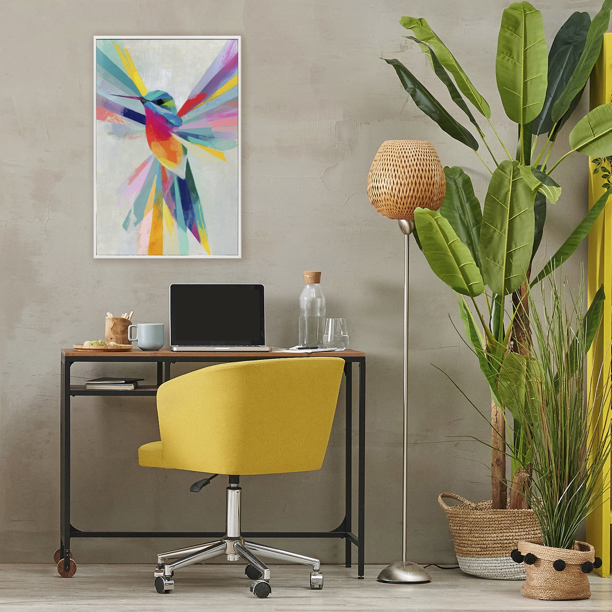 Stupell Industries Rainbow Winged Hummingbird White Framed Giclee Art, design by Chromatic Storm Studio