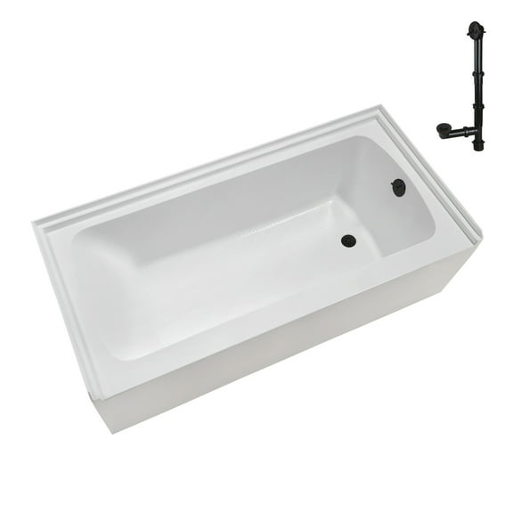Streamline NAL-5420-ORB 60 in. x 30 in. Acrylic Right-Hand Drain Alcove Bathtub in Glossy White With External Drain in Matte Oil Rubbed Bronze