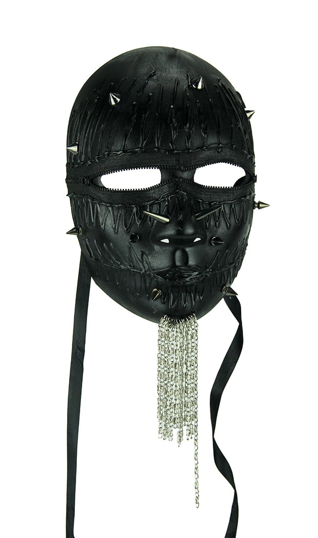 Silent Creeper Black Spiked Face Mask With Chain Goatee Walmart