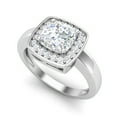 thumbnail image 2 of 1.10 Ct Cushion Cut Moissanite Halo Women Engagement Ring Platinum Plated 925 Sterling Silver, 2 of 5