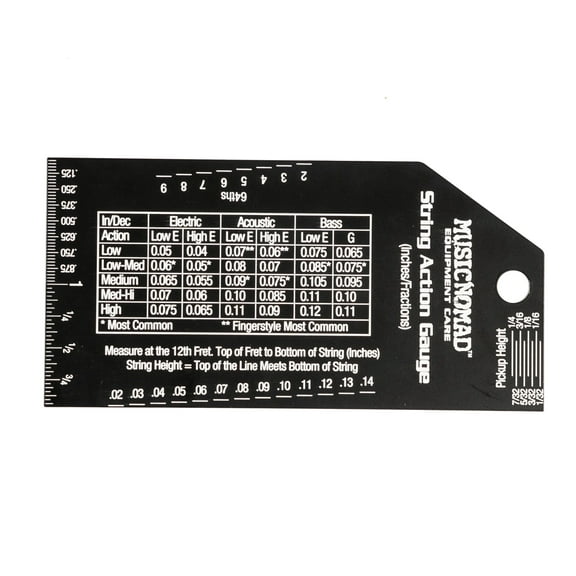 MusicNomad Precision String Action Gauge Ruler for String Height- Metric, SAE, 64ths (MN602)