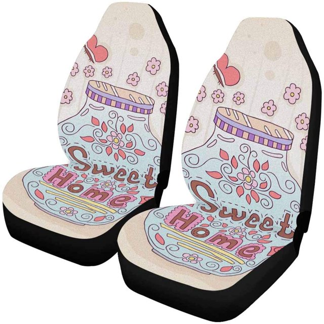 Juego de 2 fundas para asientos de coche ABPHQTO Sweet Home Botella Flores Mariposas Universal